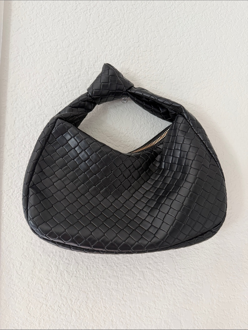 Black Woven Hobo Bag - Unbranded